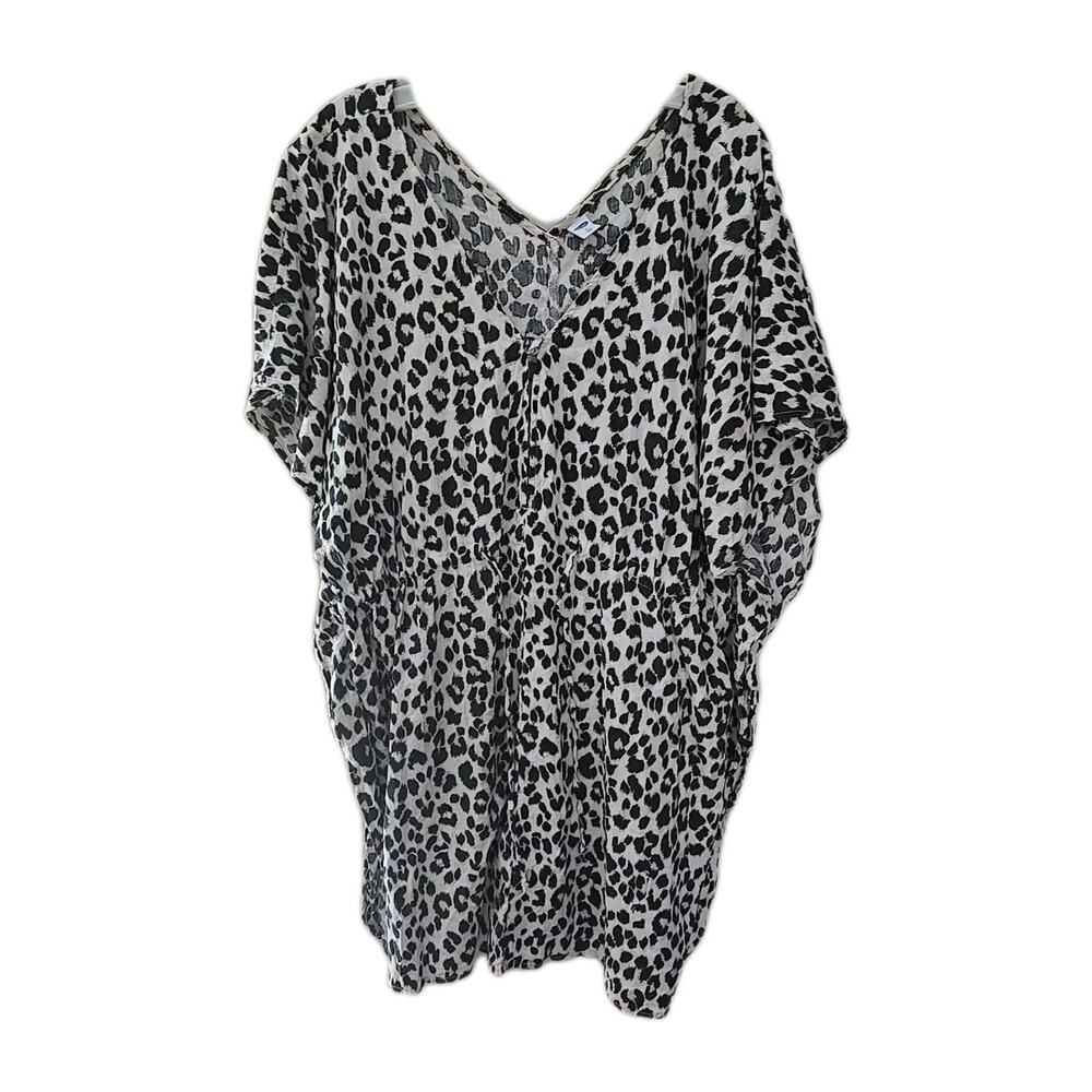 Old Navy Beige Cheetah‎ Print Soft Woven Kaftan Swim Cover Up Womans Size Large